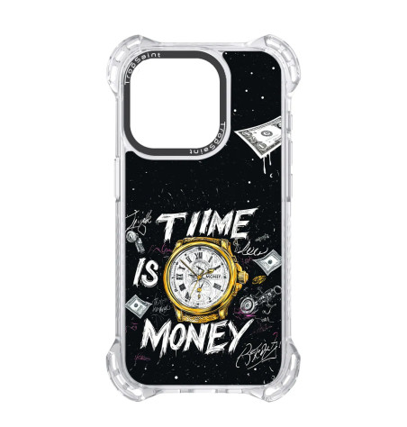 Coque Trop Saint Imprimée pour iPhone 14 15 16 Pro Max Time is Money Rolex