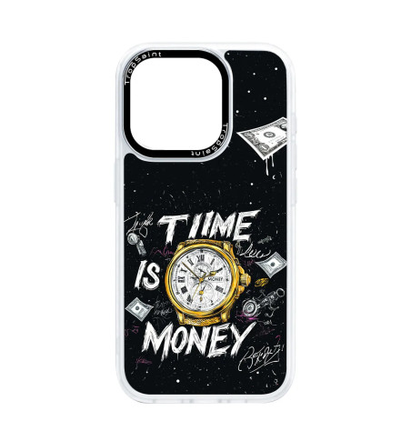 Coque Trop Saint Imprimée pour iPhone 14 15 16 Pro Max Time is Money Rolex