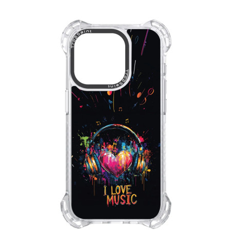 Coque Trop Saint Imprimée pour iPhone 14 15 16 Pro Max I Love Music