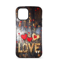 Coque Trop Saint Imprimée pour iPhone 14 15 16 Pro Max Cœur Rouge et Or 2