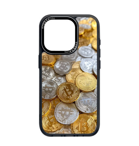 Custom Case Trop Saint for iPhone 14 15 16 pro Max Gold and Silver Bitcoins