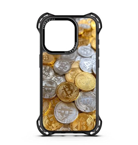 Custom Case Trop Saint for iPhone 14 15 16 pro Max Gold and Silver Bitcoins