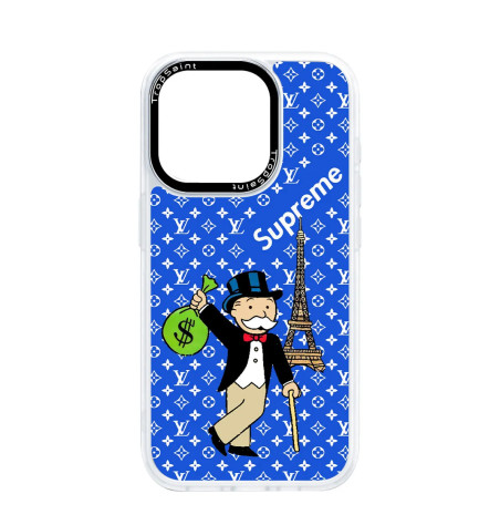 Custom Case Trop Saint for iPhone 14 15 16 Pro Max Mr Monopoly Supreme LV eiffel tower