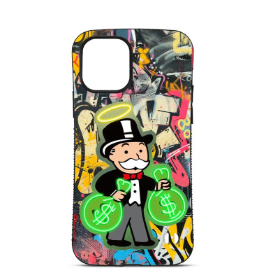Coque Trop Saint Imprimée pour iPhone 14 15 16 Pro Max Mr Monopoly