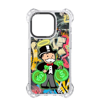 Coque Trop Saint Imprimée pour iPhone 14 15 16 Pro Max Mr Monopoly