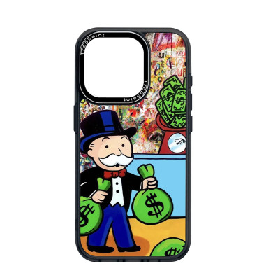 Personalised Case for iPhone 14 15 16 Pro Max Mr Monopoly Carry Cash