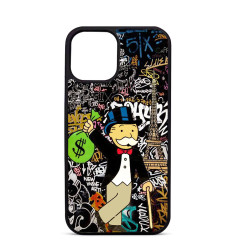 Personalised Case for iPhone 14 15 16 Pro Max Mr Monopoly Eiffel Tower Graffiti