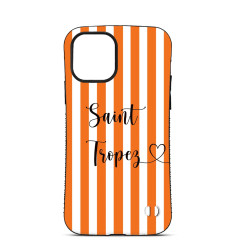 Coque Trop Saint Imprimée pour iPhone 15 14 13 12 Pro Max Saint Tropez jacquemus rayures orange 2