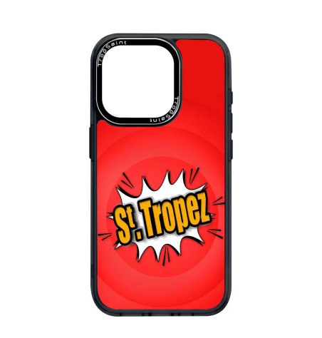 Coque Personalisée pour iPhone 14 15 16 Pro Max Saint Tropez Pop Art Rouge