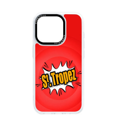 Coque Personalisée pour iPhone 14 15 16 Pro Max Saint Tropez Pop Art Rouge