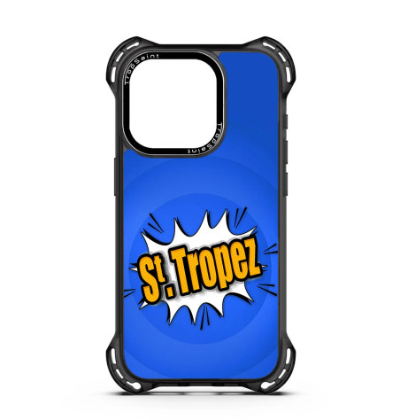 Coque Trop Saint Imprimée pour iPhone 15 14 13 12 Pro Max Saint Tropez Pop Art Blue