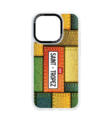 Coque Trop Saint Imprimée pour iPhone 14 15 16 Pro Max Saint Tropez Jeans