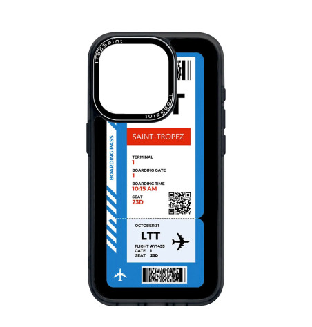 Coque Trop Saint Imprimée pour iPhone 14 15 16 Pro Max Billet d'avion Saint Tropez