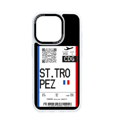 Personalised Case For iPhone 15 14 13 12 Pro Max Airplane Ticket to Saint Tropez