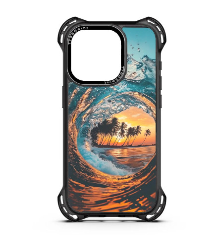 Coque Trop Saint Personnalisée pour iPhone 14 15 16 Pro Max Vagues et Palmiers