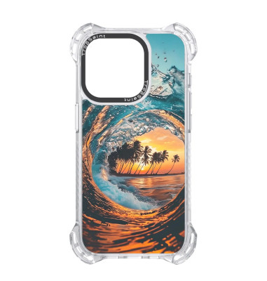 Coque Trop Saint Personnalisée pour iPhone 14 15 16 Pro Max Vagues et Palmiers