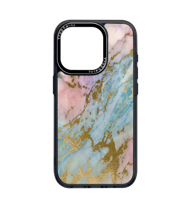 Personalised Case Trop Saint for iPhone 14 15 16 Pro Max - Blue Pink and Gold Marble
