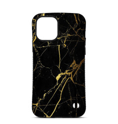Coque Trop Saint Personnalisée pour iPhone 14 15 16 Pro Max Marbre Noir et Or 2