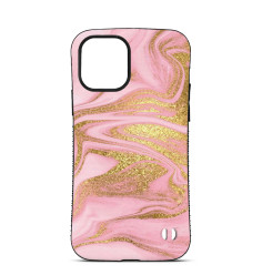 Coque Trop Saint Personnalisée pour iPhone 14 15 16 Pro Max - Marbre Rose et Or 2