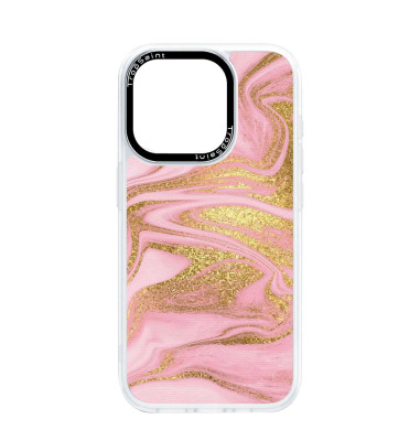 Personalised Case Trop Saint for iPhone 14 15 16 Pro Max Gold and Pink Marble