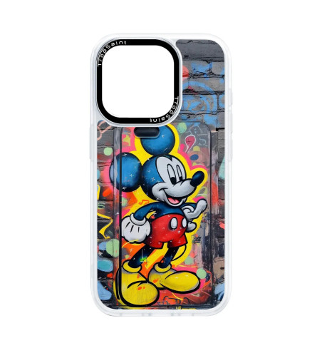 Coque Trop Saint Personnalisée pour iPhone 14 15 16 Pro Max Mickey Mouse Graffiti