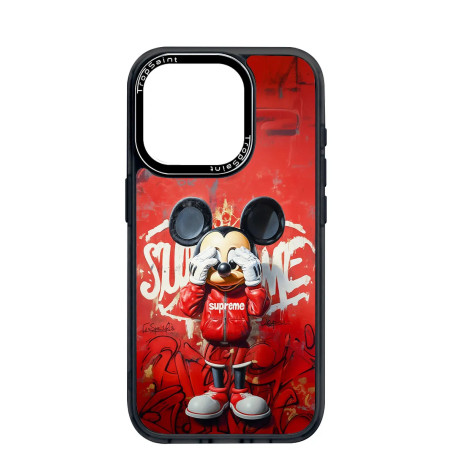 Coque Trop Saint Personnalisée pour iPhone 14 15 16 Pro Max Mickey Mouse Survêtement Supreme