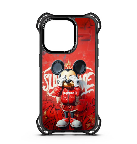 Coque Trop Saint Personnalisée pour iPhone 14 15 16 Pro Max Mickey Mouse Survêtement Supreme