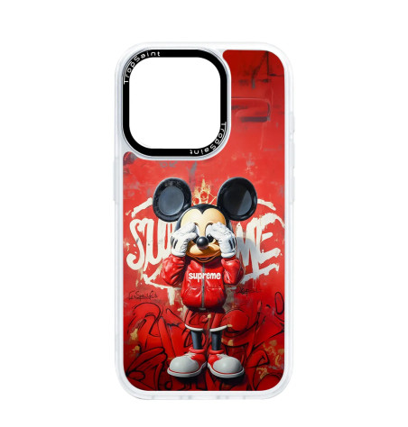 Personalised Case Trop Saint for iPhone 14 15 16 Pro Max - Mickey Mouse Red Supreme Jogging Suit