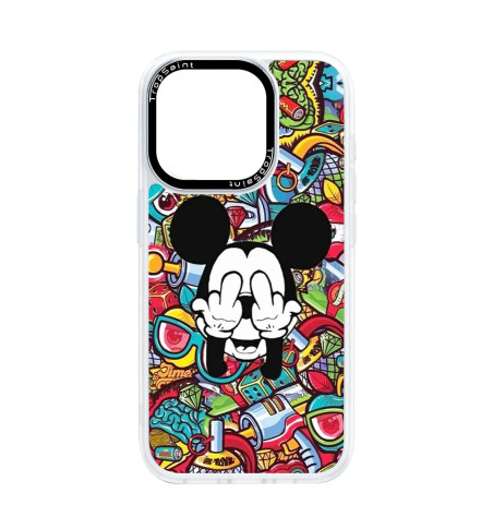 Coque Trop Saint Personnalisée pour iPhone 14 15 16 Pro Max Mickey Cache son visage