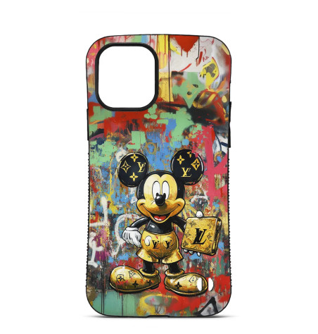 Coque Trop Saint Personnalisée pour iPhone 14 15 16 Pro Max LV Mickey en Or