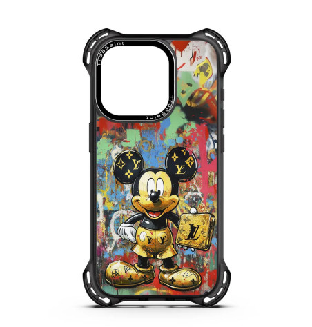 Personalised Case Trop Saint for iPhone 14 15 16 Pro Max Cool Golden Mickey LV