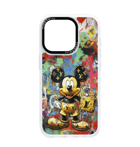 Personalised Case Trop Saint for iPhone 14 15 16 Pro Max Cool Golden Mickey LV