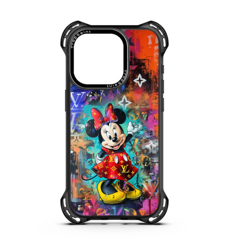 Coque Personnalisée Trop Saint pour iPhone 14 15 16 Pro Max Cool Minnie Mouse avec Robe Rouge LV