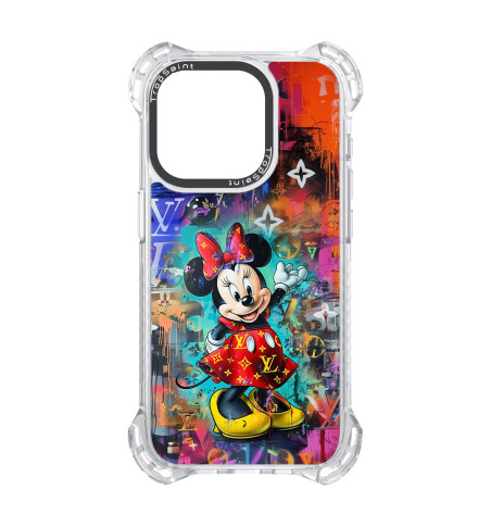 Personalised Case Trop Saint for iPhone 14 15 16 Pro Max Cool Minnie Mouse with LV Red Dress