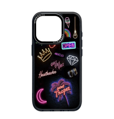 Coque Personnalisée Trop Saint pour iPhone 14 15 16 Pro Max Couronne Neon Saint Tropez