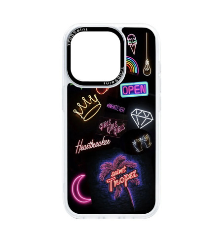 Coque Personnalisée Trop Saint pour iPhone 14 15 16 Pro Max Couronne Neon Saint Tropez