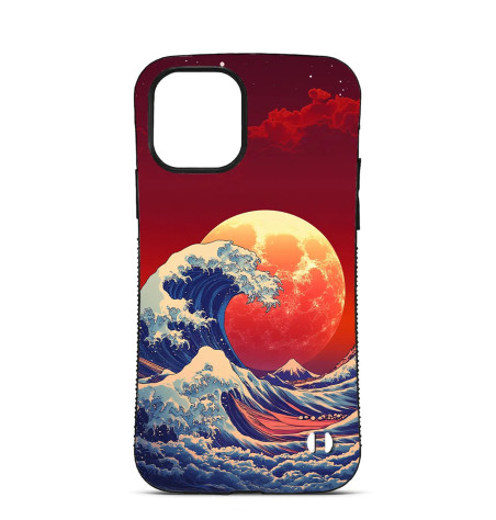 Coque Personnalisée Trop Saint pour iPhone 14 15 16 Pro Max Lune et Vagues Japonaises