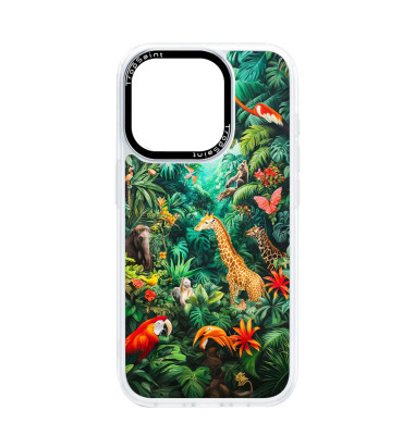 Coque Personnalisée pour iPhone 14 15 16 Pro Max Animaux de la Jungle
