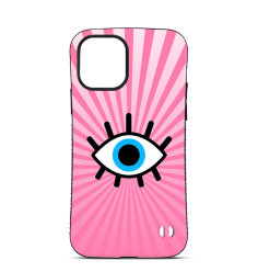 Personalised Case for iPhone 14 15 16 Pro Max Evil Eye Pink Background 2