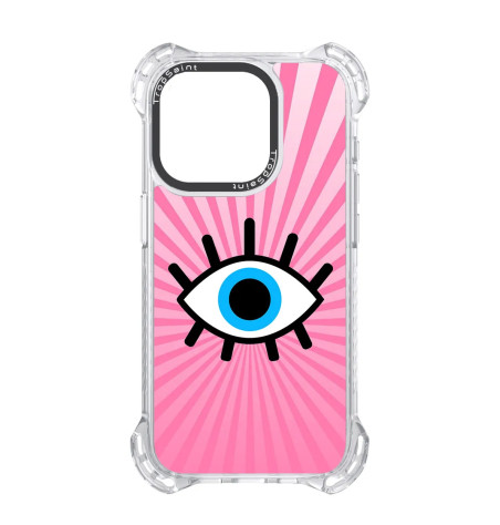 Personalised Case for iPhone 14 15 16 Pro Max Evil Eye Pink Background