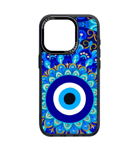 Coque Personnalisée Trop Saint pour iPhone 14 15 16 Pro Max Evil Eye Rond