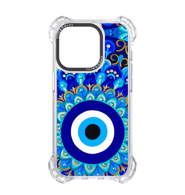 Coque Personnalisée Trop Saint pour iPhone 14 15 16 Pro Max Evil Eye Rond