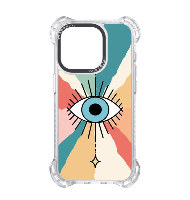 Coque Personnalisée Trop Saint pour iPhone 14 15 16 Pro Max Evil Eye Coloré