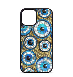 Coque Personnalisée Trop Saint pour iPhone 14 15 16 Pro Max Evil Eye en Mosaique