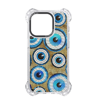 Coque Personnalisée Trop Saint pour iPhone 14 15 16 Pro Max Evil Eye en Mosaique