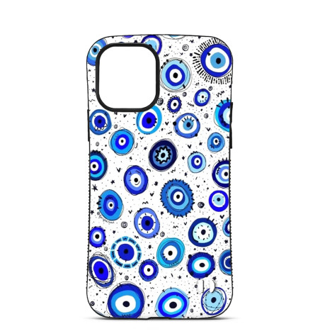 Personalized Too Holy Case for iPhone 14 15 16 Pro Max Evil Eye Round White Background