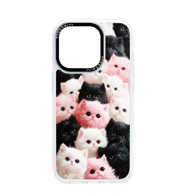 Coque Personnalisée Trop Saint pour iPhone 14 15 16 Pro Max Chats Colorés
