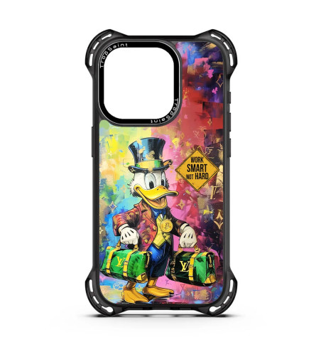 Coque personnalisée Trop Saint pour iPhone 14 15 16 Pro Max Donald Duck Work Smarter Not Harder