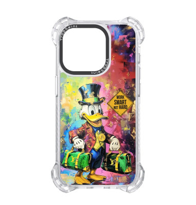 Coque personnalisée Trop Saint pour iPhone 14 15 16 Pro Max Donald Duck Work Smarter Not Harder