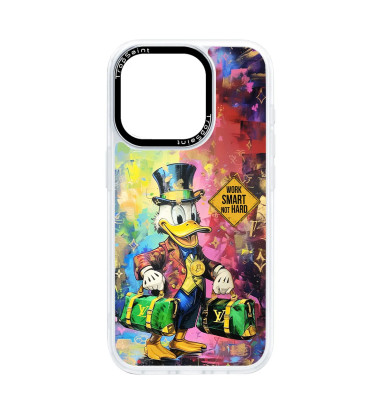 Coque personnalisée Trop Saint pour iPhone 14 15 16 Pro Max Donald Duck Work Smarter Not Harder